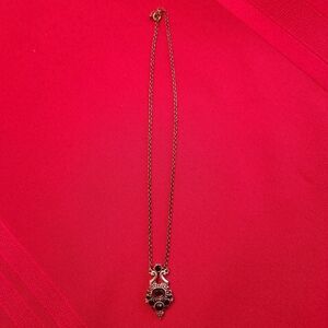 Elegant Silver, Purple And Black Pendant Necklace